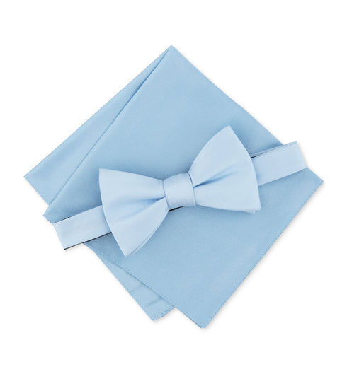 Men's Solid Texture Pocket Square and Bowtie